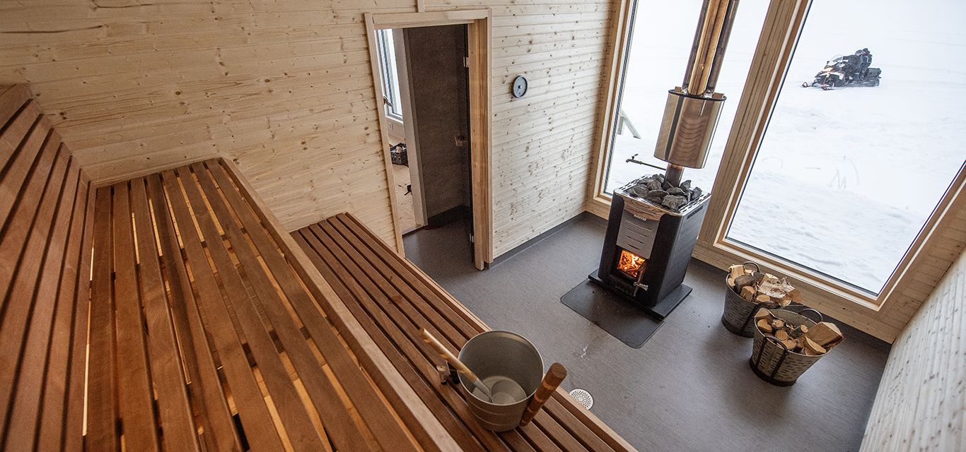 Wooded heated sauna